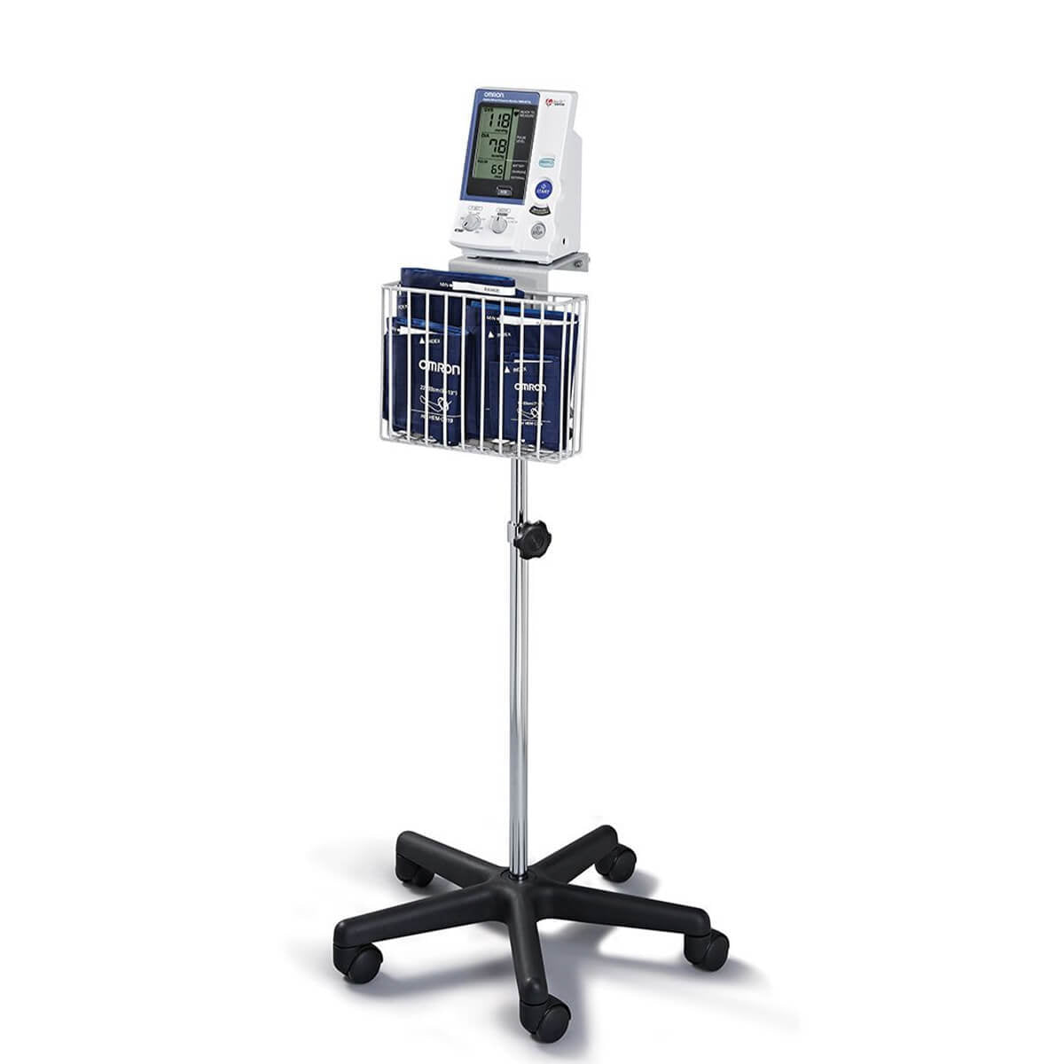 Omron 907 Mobile Stand with Attached Basket