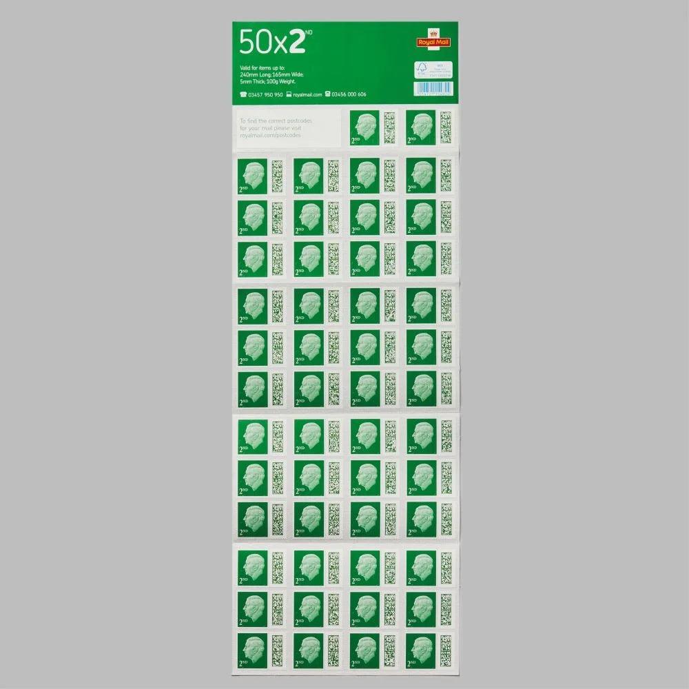 2nd Class Post Stamps - Book of 50