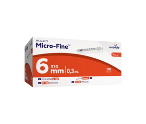 Micro-Fine™ 0.3ml 6mm Insulin Syringe - Box of 100