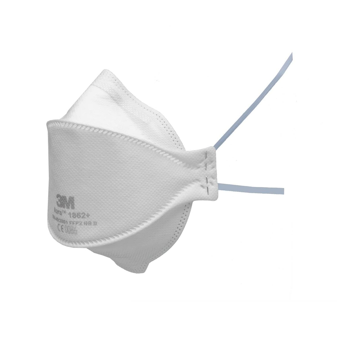3M 1862+ Aura FFP2 IIR healthcare respirator masks, pack of 20, showing protective mask with adjustable nose clip and ear loops.