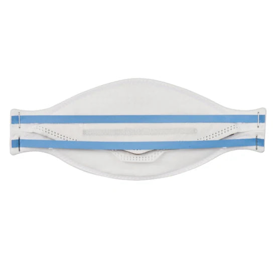 3M Aura 9320+ FFP2 unvalved respirator face mask showing its protective blue design and adjustable nose clip for a secure fit.