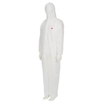 White 3M Coverall 4500 Medium-sized protective jumpsuit displayed flat for safety and industrial use.