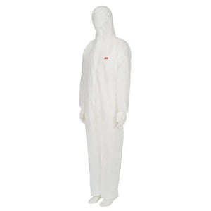 White 3M Coverall 4500 Medium-sized protective jumpsuit displayed flat for safety and industrial use.