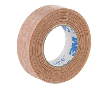 3M Micropore skin tone surgical tape 1.25cm wide and 9.14m long, shown rolled with smooth, skin-colored surface for medical use.