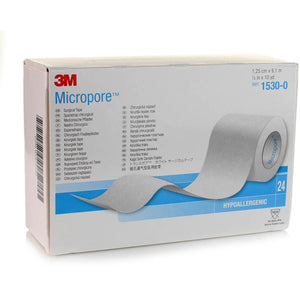 3M Micropore surgical tape 1.25cm x 9.14m, breathable adhesive tape for medical use, shown in the image.
