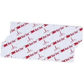Set of 3M Red Dot ECG diagnostic electrodes, 100-pack, with adhesive backing and flexible design for medical electrocardiogram monitoring.