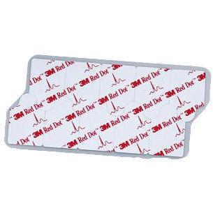 Set of 100 3M Red Dot ECG diagnostic electrodes with adhesive pads, used for electrocardiogram monitoring and cardiac testing.