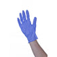 Pair of large blue sterile nitrile gloves from 3S Healthcare, showing the textured surface and snug fit for medical use.