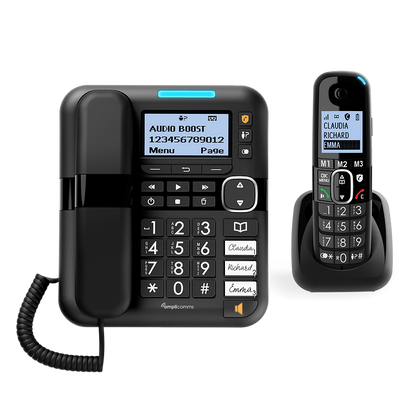 Amplicomms BigTel 1580 Combo Black - Cordless Phone