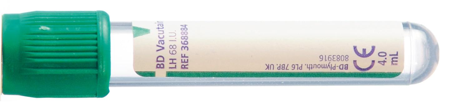 BD Vacutainer® LH (Lithium Heparin) 68 I.U. Plus Blood Collection - Pack of 100