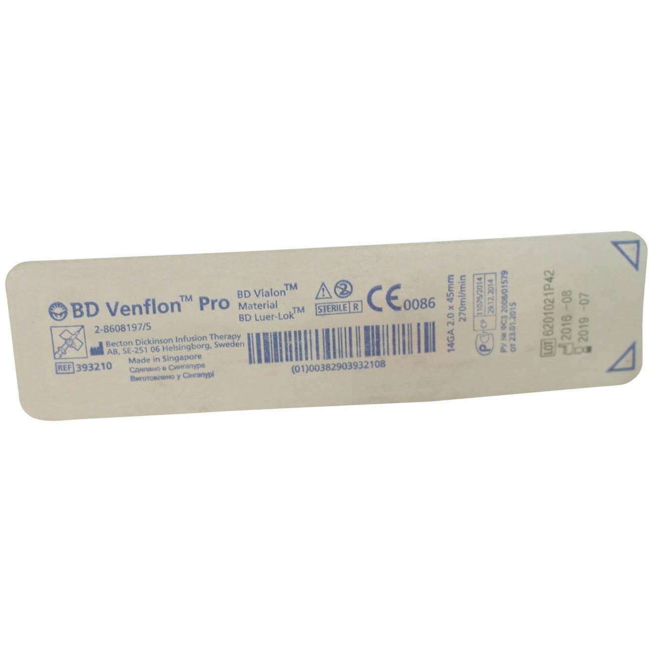 BD Venflon IV Catheter - 14g 45mm Ported & Winged x 50