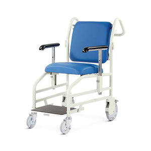 Bristol Maid front steer nesting portering chair with sliding footrest in Bristol Blue vinyl