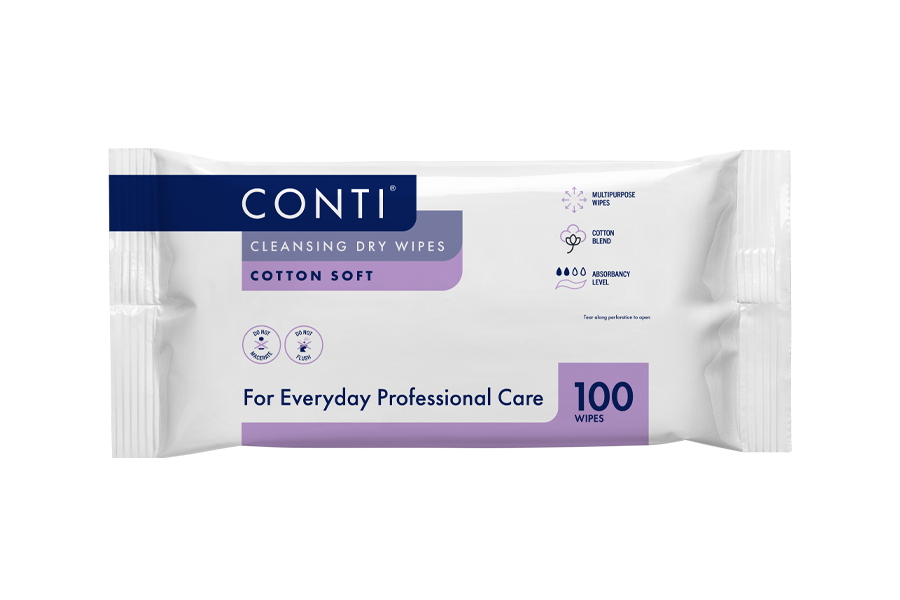 Conti® So Soft Cleansing Dry Wipe - Large - 100x Wipes