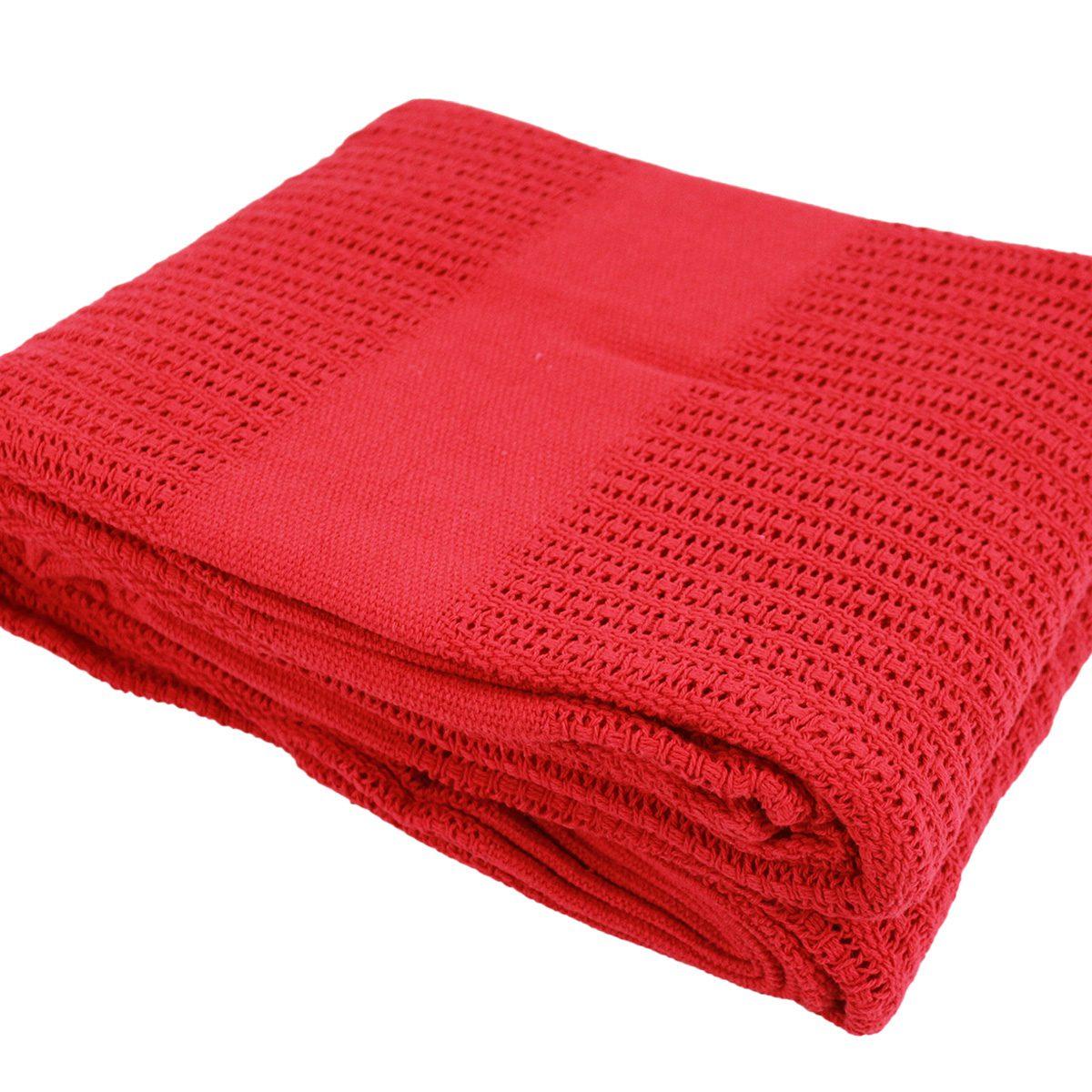 Cotton Cellular Red Blanket - 1.5 x 2m