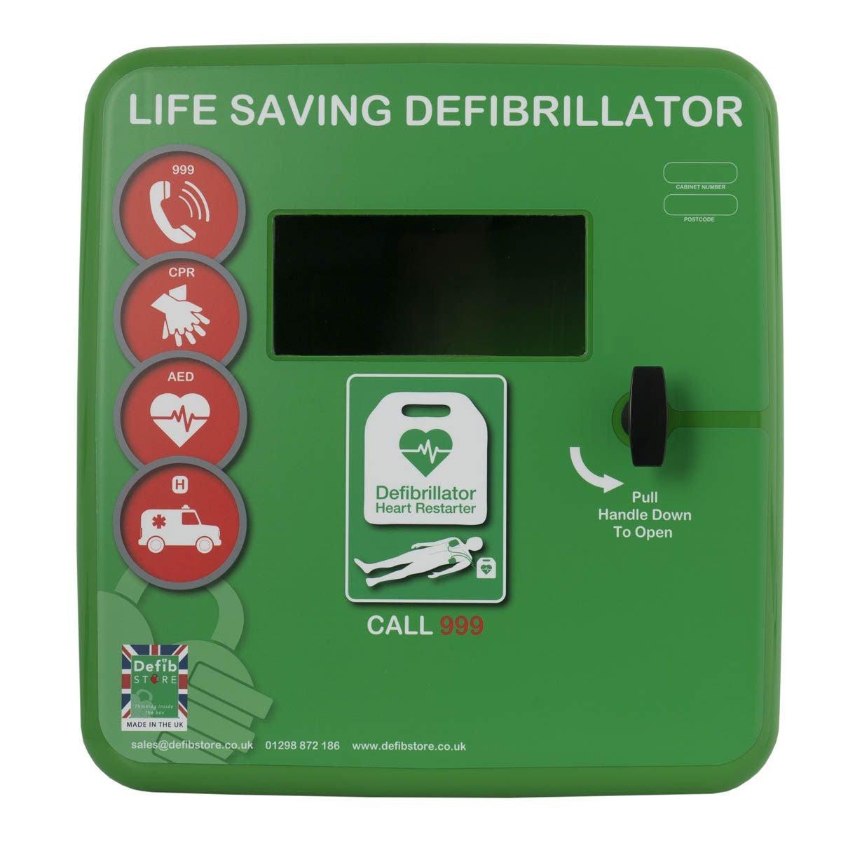 Defibstore 4000 - Defib Cabinet w/ Heater & Light - Unlocked - Green