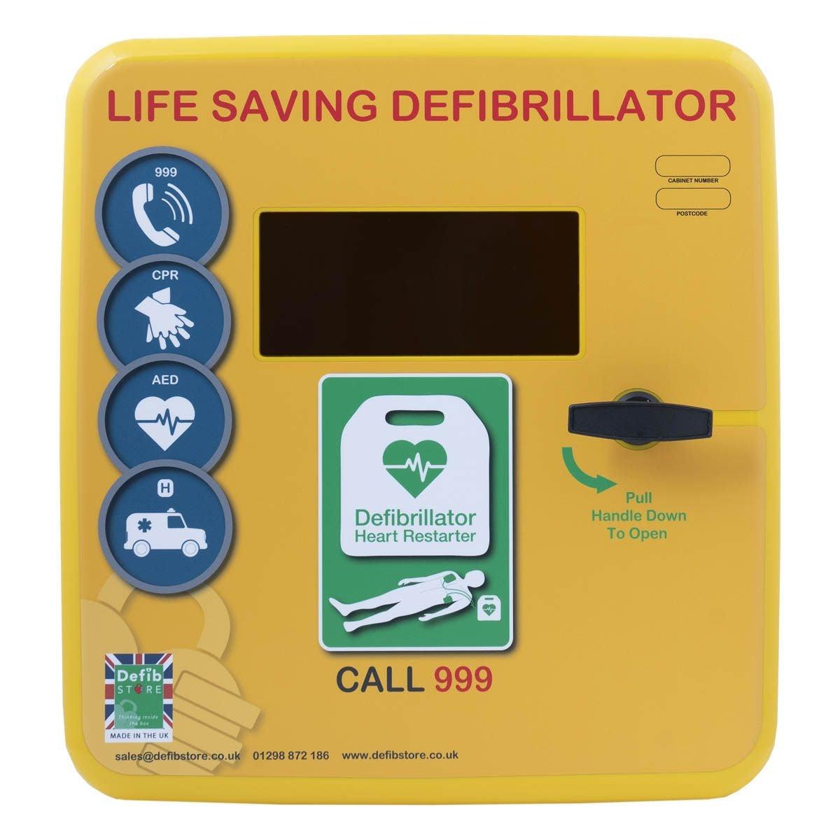 Defibstore 4000 - Defib Cabinet w/ Heater & Light - Unlocked - Yellow