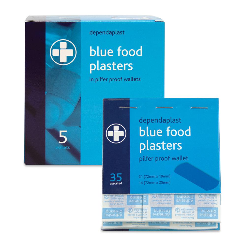 Dependaplast blue detectable pilfer proof plasters 5 x 35