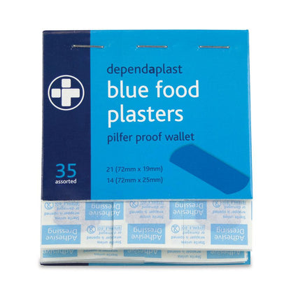Dependaplast blue detectable pilfer proof plasters 5 x 35