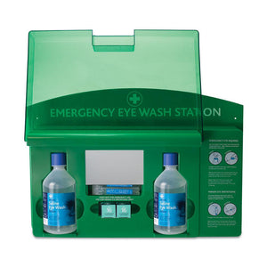 Double Premier Eye Wash Station - Green/Clear Lid