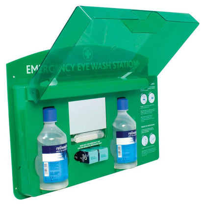 Double Premier Eye Wash Station - Green/Clear Lid