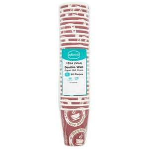 Double Wall Paper Hot Cups - 30 Cups 12oz