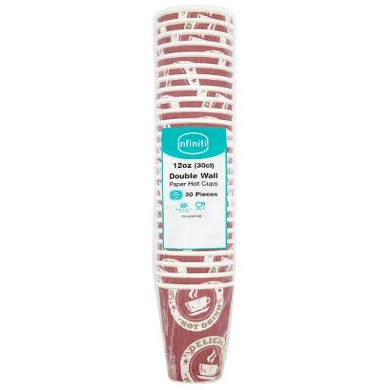 Double Wall Paper Hot Cups - 30 Cups 12oz