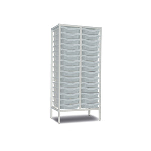 30-Tray Tall Double Column Static Metal Storage Frame with Transparent Trays - W710 x D430 x H1495mm (45kg)
