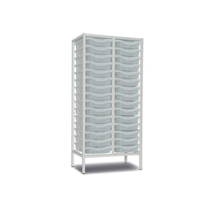 30-Tray Tall Double Column Static Metal Storage Frame with Transparent Trays - W710 x D430 x H1495mm (45kg)