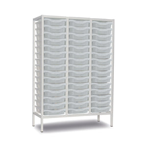 45-Tray Tall Triple Column Static Metal Storage Frame with Transparent Trays - W1050 x D430 x H1495mm (55kg)