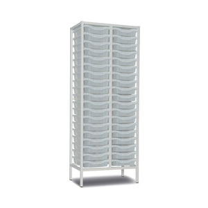 38-Tray Tall Double Column Static Metal Storage Frame with Transparent Trays - W710 x D430 x H1820mm (53kg)