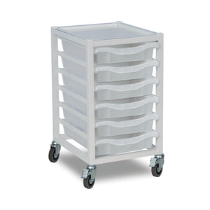 6-Tray Single Column Metal Storage Trolley with Transparent Trays - W390 x D430 x H655mm (14kg)