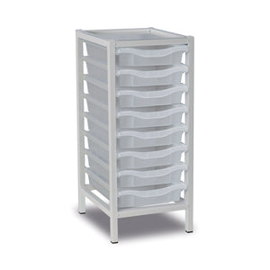 8-Tray Single Column Static Metal Storage Frame with Transparent Trays - W370 x D430 x H830mm (16kg)