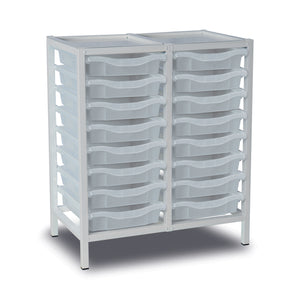 16-Tray Double Column Static Metal Storage Frame with Transparent Trays - W710 x D430 x H830mm (22kg)