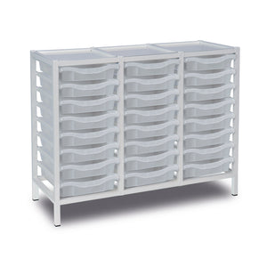 24-Tray Triple Column Static Metal Storage Frame with Transparent Trays - W1050 x D430 x H830mm (48kg)