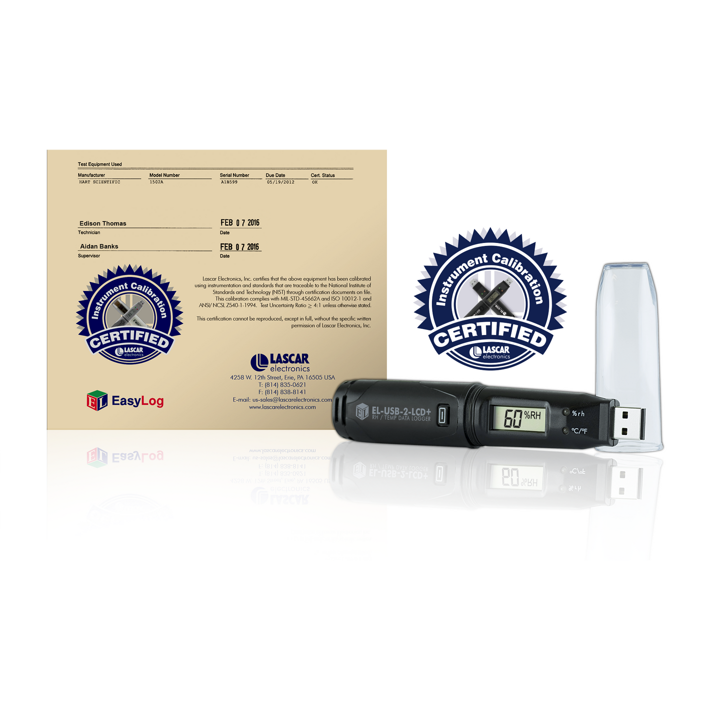 EL-USB 2-LCD with Temperature & Humidity Calibration Certificate