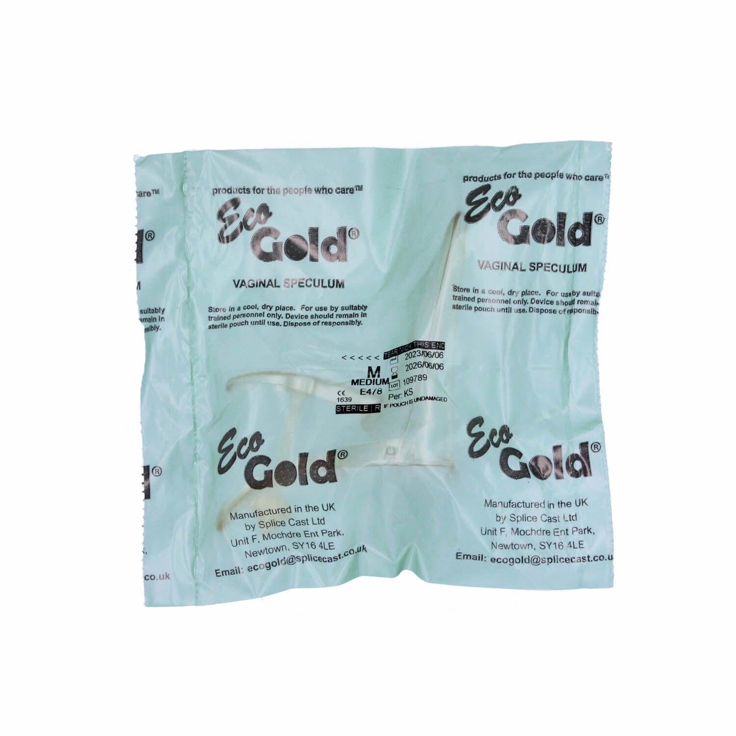 EcoGold Speculum Medium (Sterile) With Lock - Green x 25