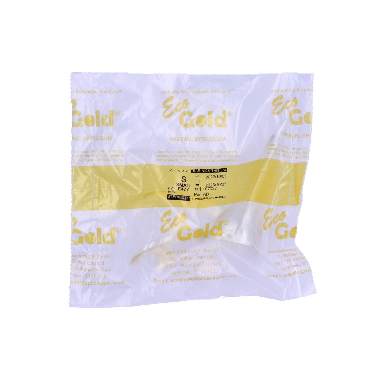 EcoGold Speculum Small (Sterile) With Lock - Yellow