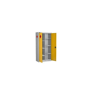 Eight Compartment Hazardous Substance Cabinet - 1780 x 915 x 460 - Silver and Yellow