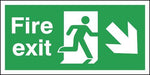 Fire Exit Sign - Man Running with Arrow Down Right - Rigid