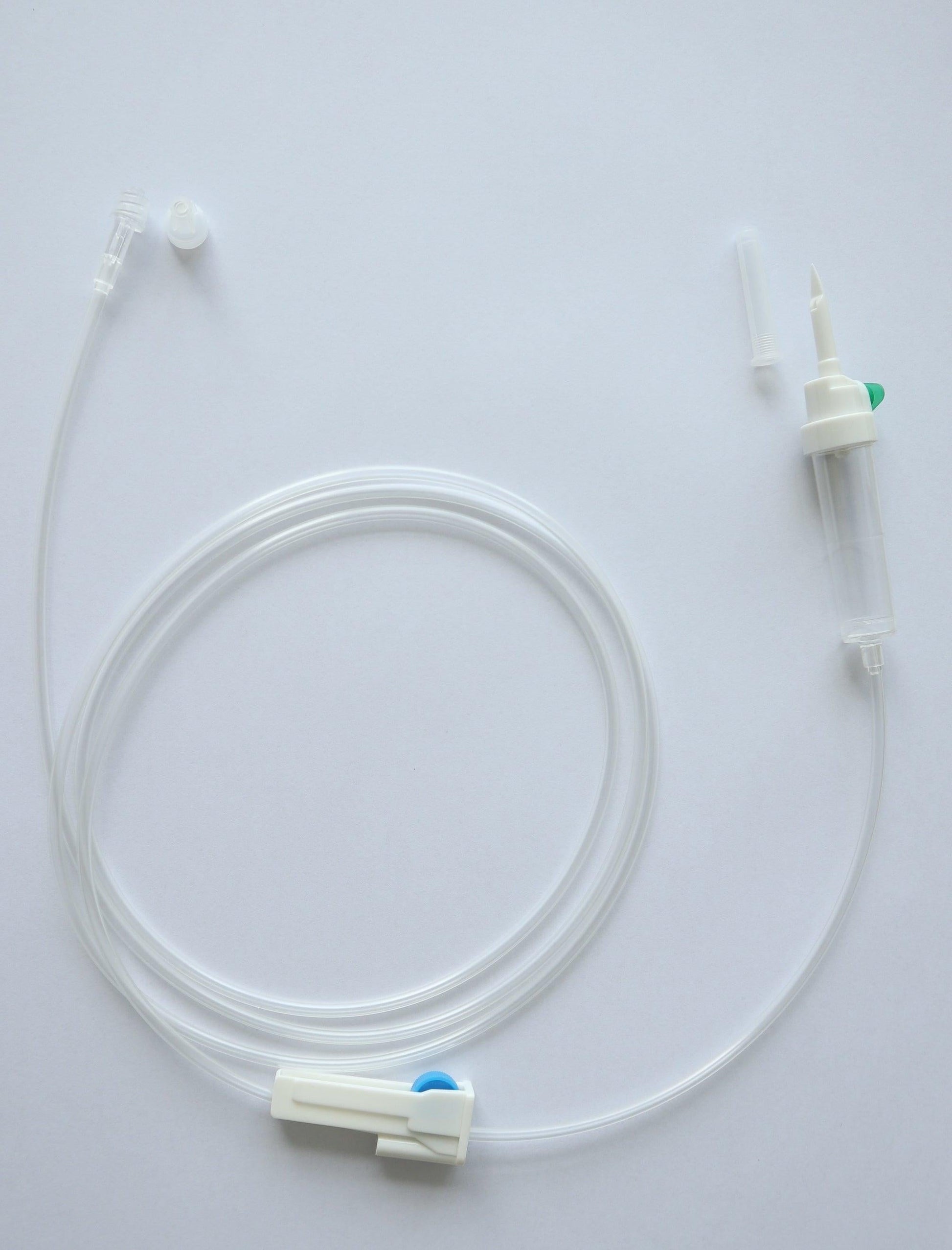 Gravity Set, 150cm Street Tube, PVC, Hydrophobic Air Filter, 15µm DCF, Spike M Fix Luer - Box of 100