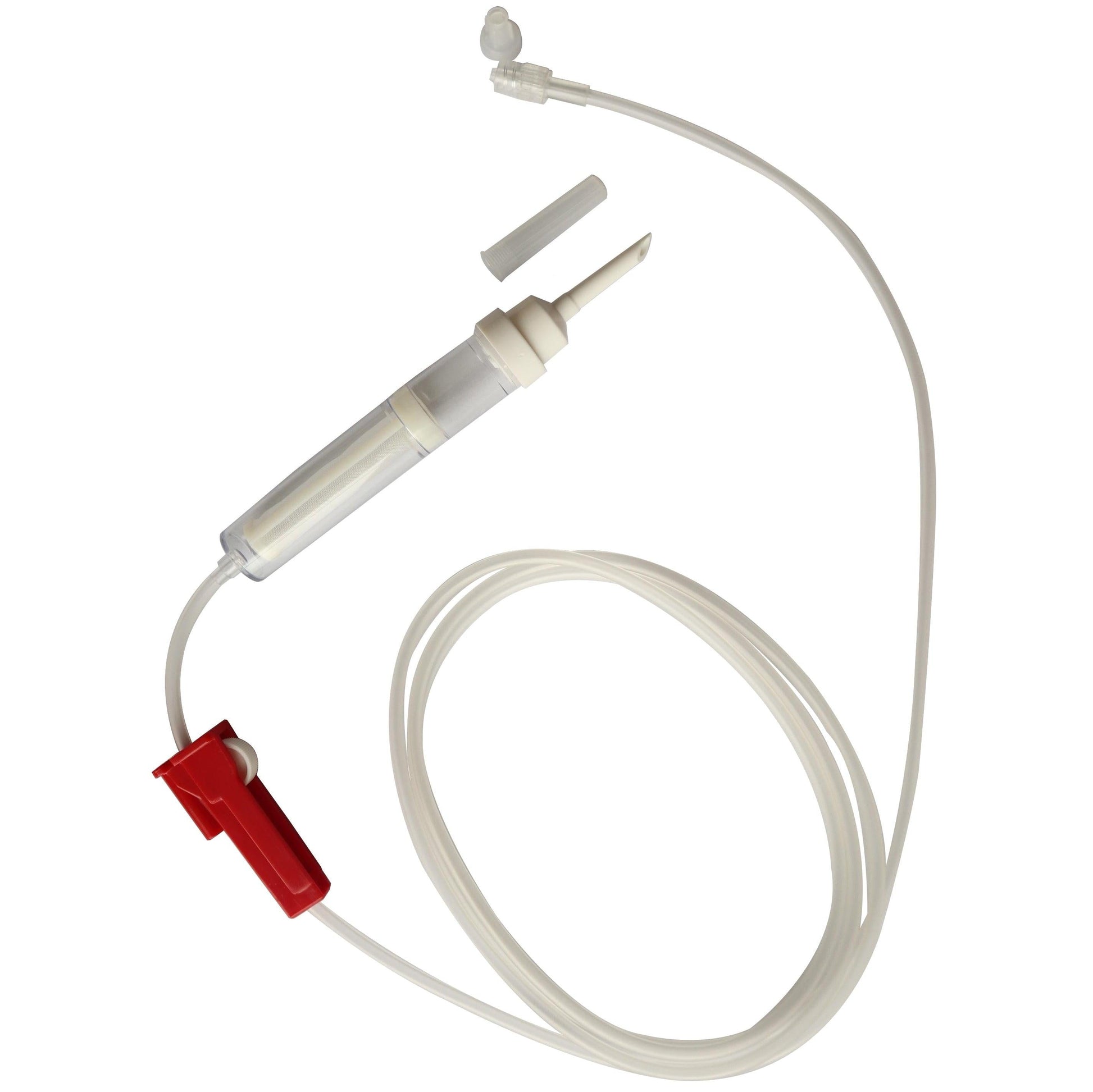 Gravity set, 180cm street tube, PVC, Hydrophobic Air Filter, 15µm AS, Spike M Fix Luer - Box of 100