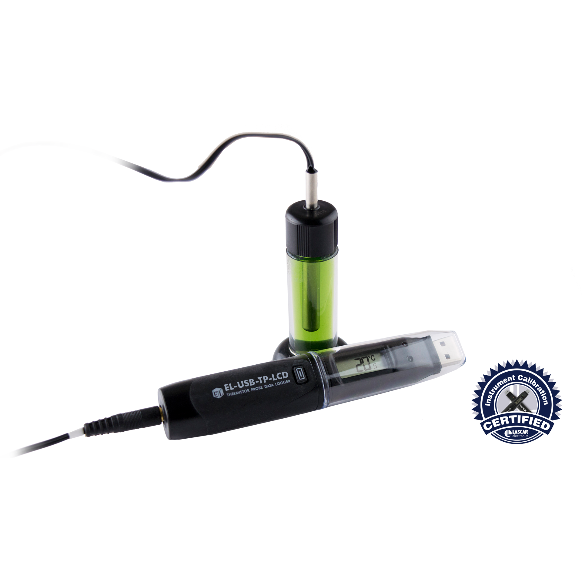 High Accuracy USB Vaccine Data Logger with LCD and Glycol Probe Calibrated at 2°