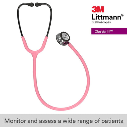 Littmann Classic III Monitoring Stethoscope: Mirror & Pearl Pink - Pink Stem 5962