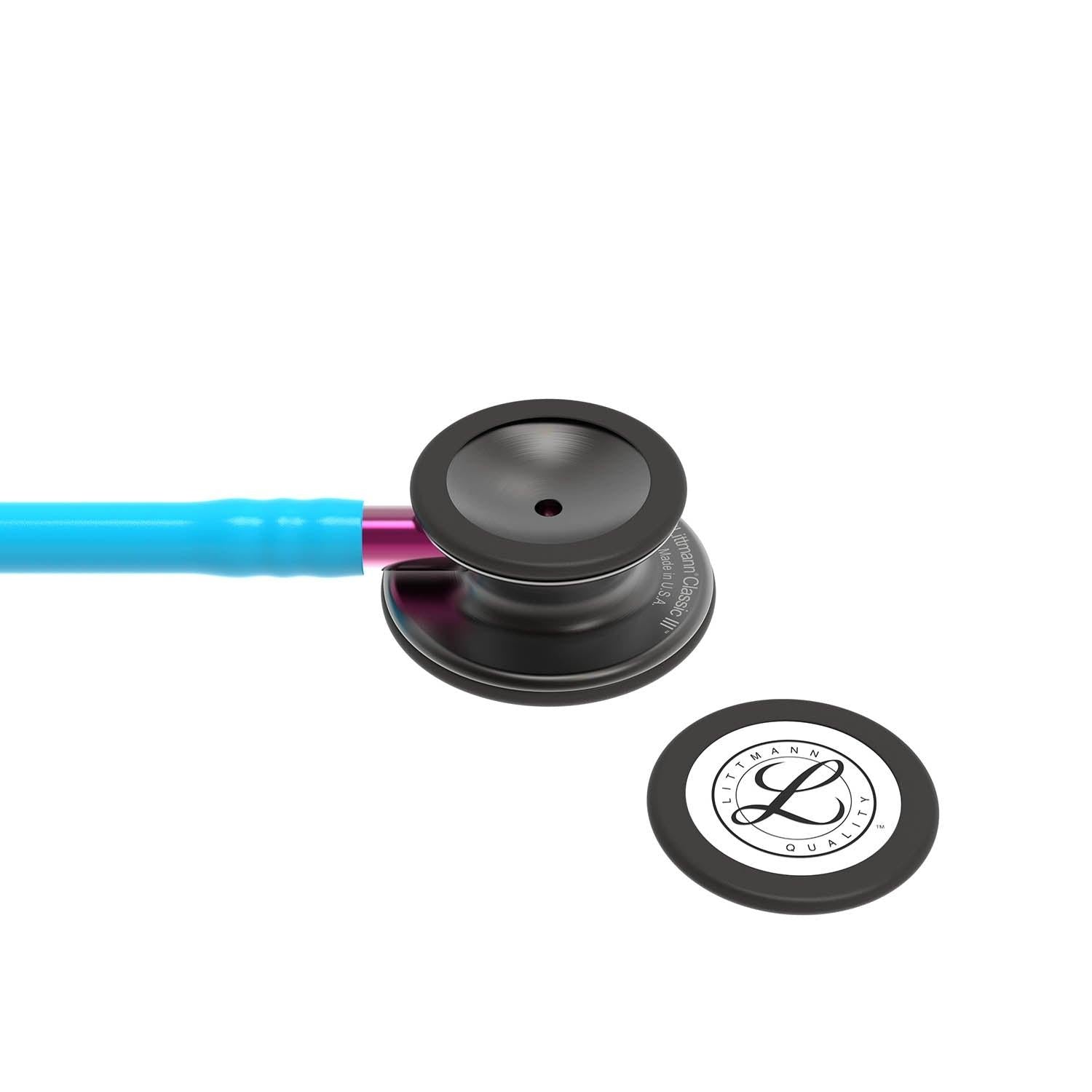 Littmann Classic III Monitoring Stethoscope: Smoke & Turquoise - Pink Stem 5872