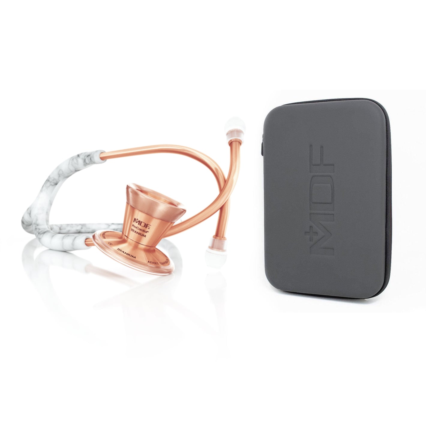 ProCardial® Titanium Adult Cardiology Stethoscope - Carrera Marble/Rose Gold+ Case