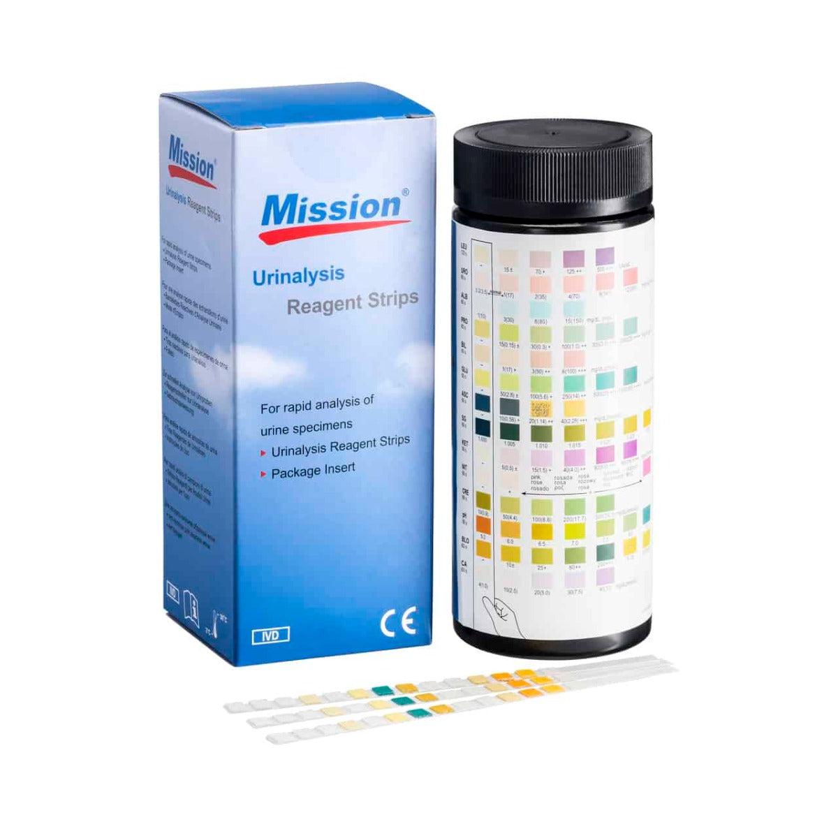 Mission Urinalysis Reagent 10 Parameter Strips x 100