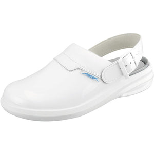 Occupational Shoes Easy Clog Patent - White Microfiber