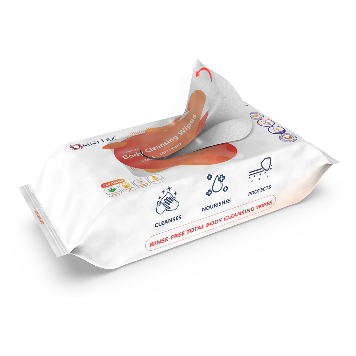 Omnitex Body Cleansing Wipes - Pack of 80