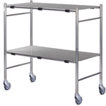 S.steel dressing trolley,900mm,removable,flat s.steel shelves