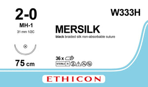 Silk Blk 75cm M3 Usp2/0 Sgle Arm Mh-1 - Box Of 36